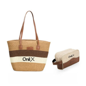 Kit Dia das Mulheres OnilX (Bolsa de Fibra Ecológica + Nécessaire Juta)