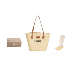 Kit Dia das Mulheres OnilX (Bolsa Fio de Papel Torcido + Porta-joias + Suporte Retrátil para Celular)